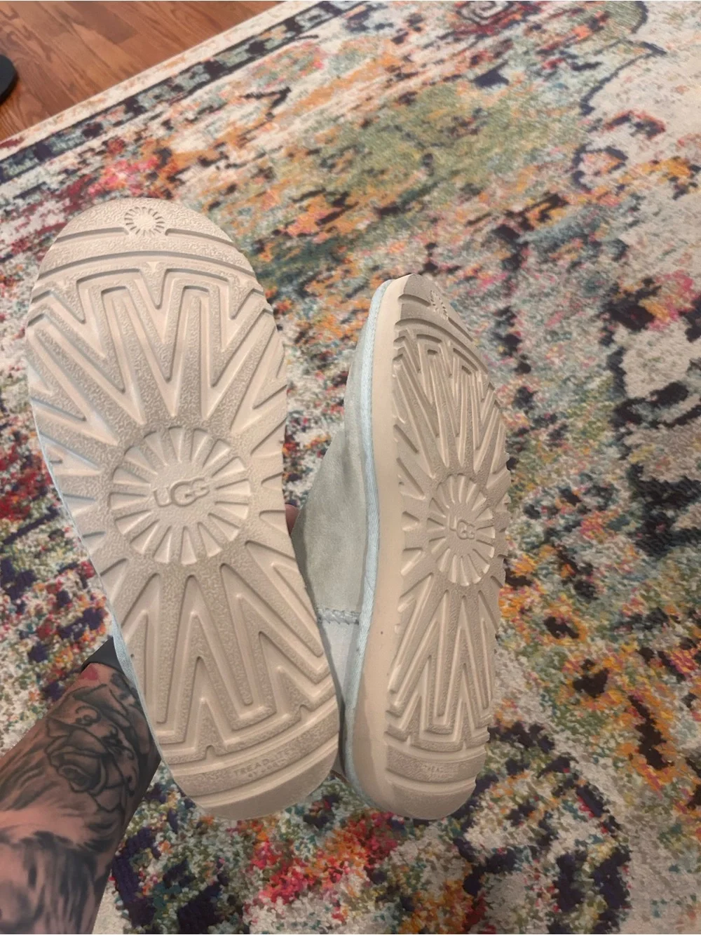 UGG Light Blue Short Suede Shearling Boots